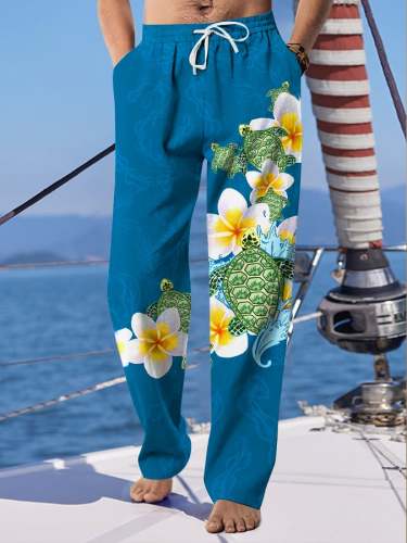 Men's Hawaiian Turtle Print Fashionable Resort Lounge Pants