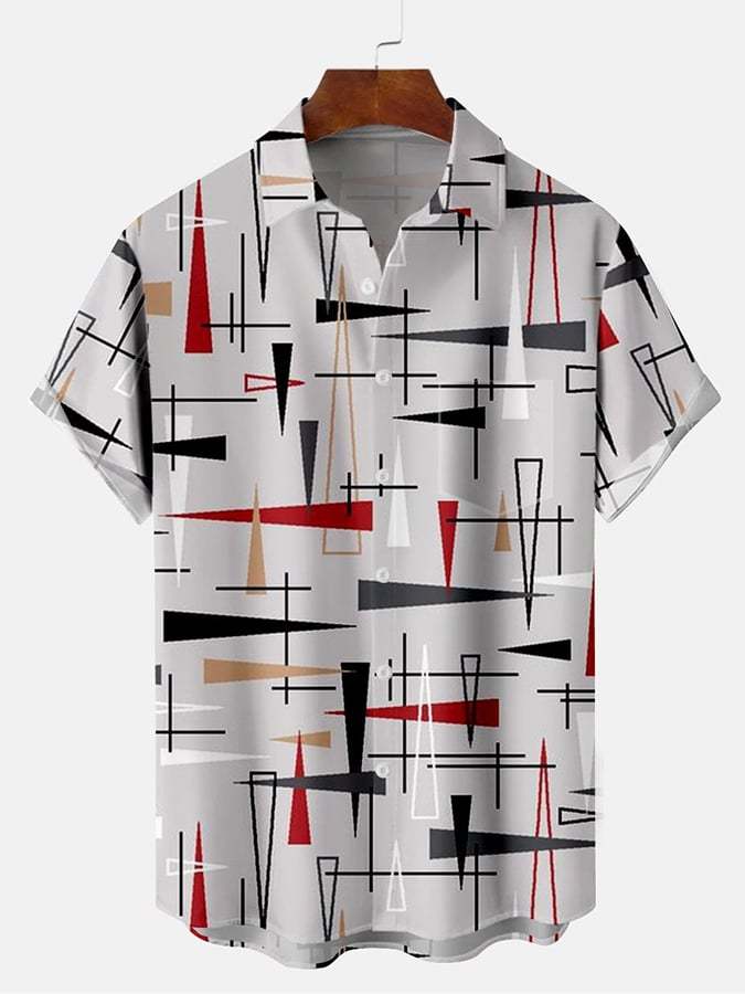 Leisure Holiday Geometric Print Men'S Short-Sleeved Shirt