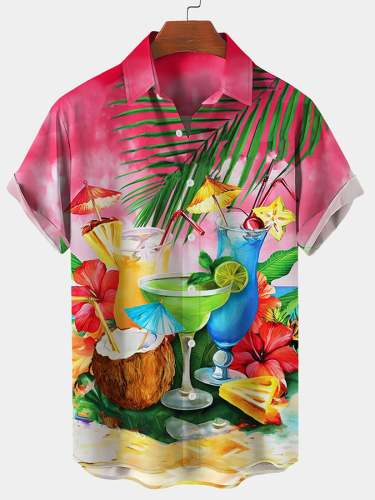 Men's Casual Vacation Hawaiian Parrot Print Shirt