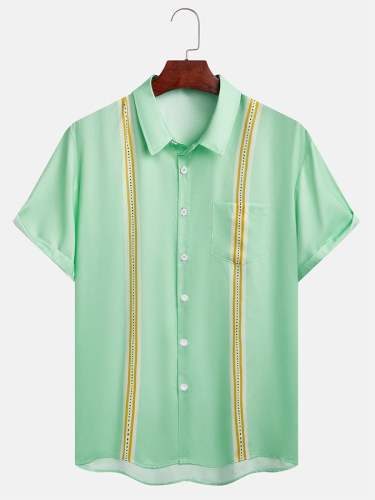 Men's Fashion Printed Resort Casual Short Sleeve Shirt