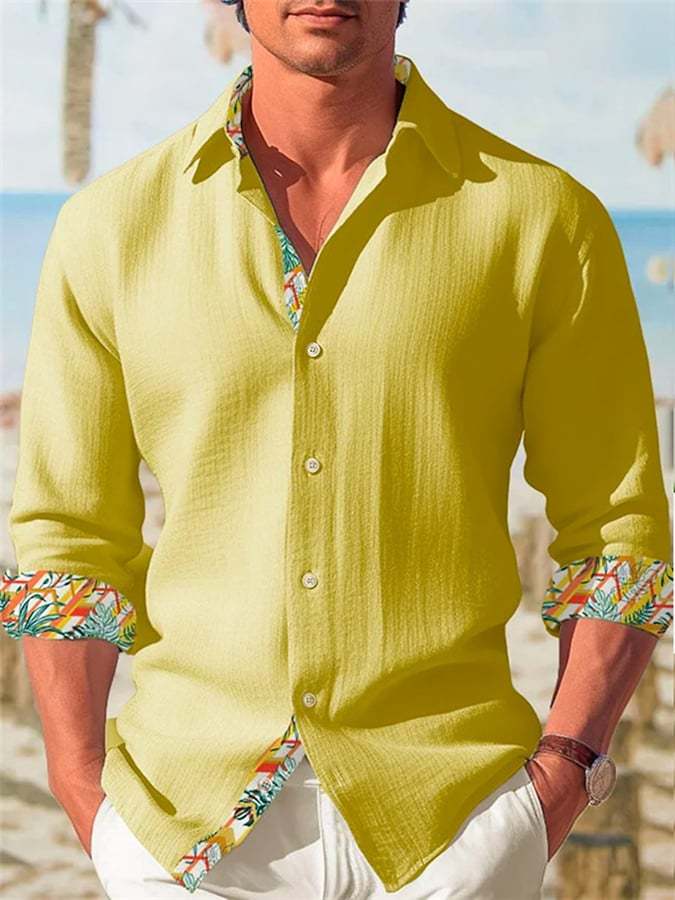 Men's Botanical Floral Print Fashionable Resort Casual Shirt