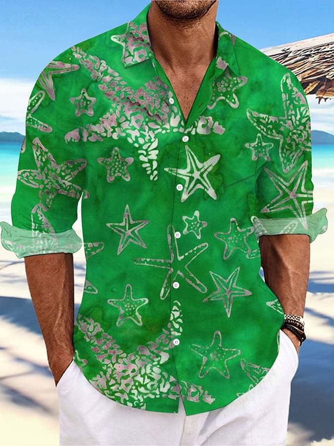 Men's Hawaii Print Fashion Vacation And Casual Shirt (With Pockets)