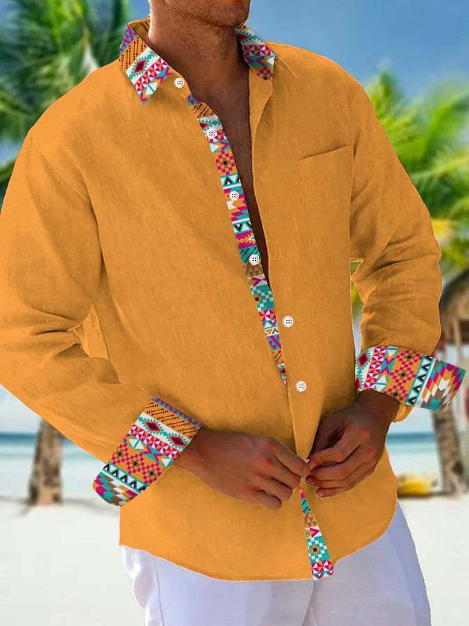 Casual Holiday Contrast Color Men's Shirt