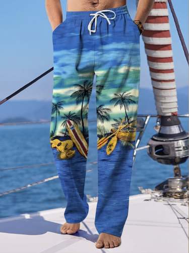 Men's Hawaiian Print Fashionable Resort Lounge Pants