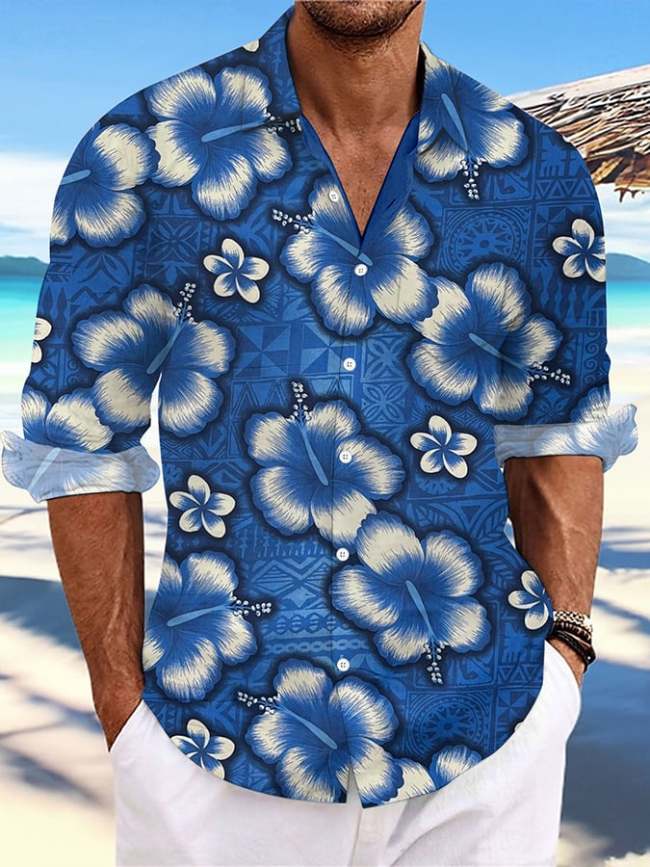 Men's Hawaii Print Fashion Vacation And Casual Shirt (With Pockets)