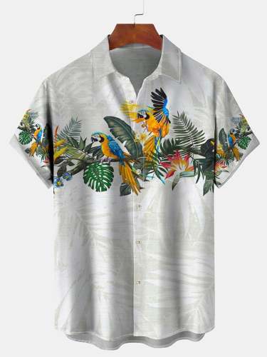 Men's Casual Vacation Hawaiian Parrot Print Shirt