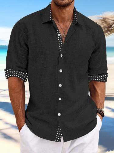 Men's Polka Dot Patchwork Printed Fashionable Holiday Casual Shirt