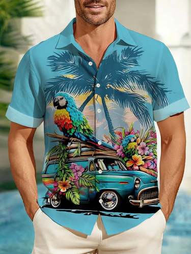 Men's Casual Vacation Hawaiian Parrot Print Shirt