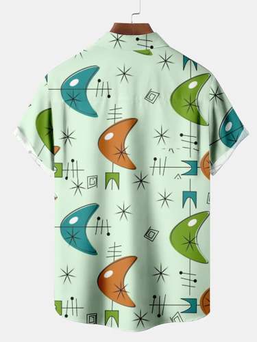 Leisure Holiday Geometric Print Men'S Short-Sleeved Shirt