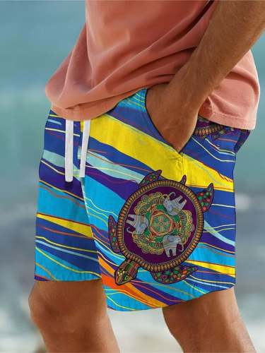 Men's Casual Hawaiian Turtle Print Loose Shorts