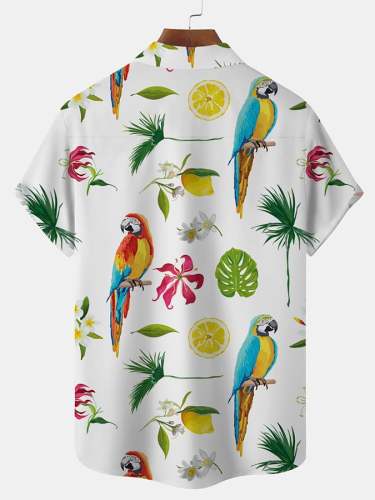 Men's Casual Vacation Hawaiian Parrot Print Shirt