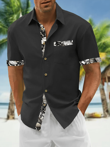 Men's Resort Style Contrast Print Casual Short Sleeve Shirt