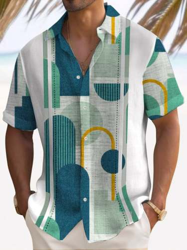 Fashion Holiday Contrast Printed Men's Short Sleeve Shirt