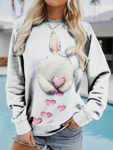 Lovely Easter Bunny Art Vintage Cozy Sweatshirt