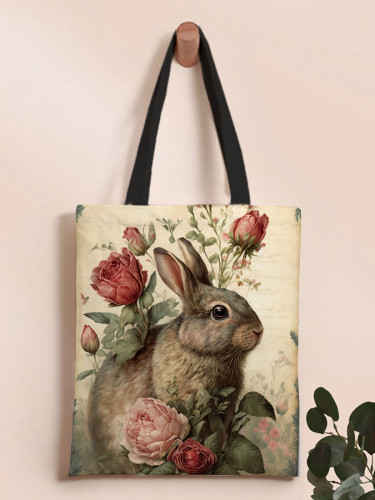 Easter Retro Cute Bunny Floral Shoulder Crossbody Bag
