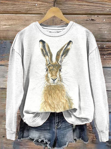 Bunny Art Painting Casual Cozy Sweatshirt