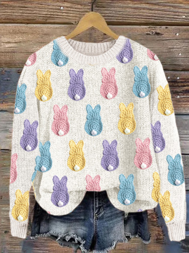 Easter Colorful Bunny Crochet Pattern Cozy Sweater