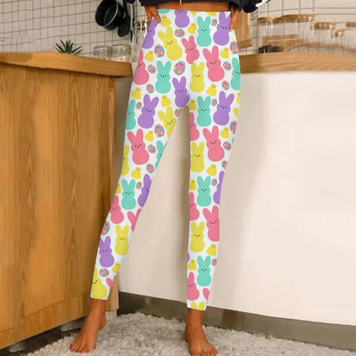 Easter Colorful Bunny Casual Leggings