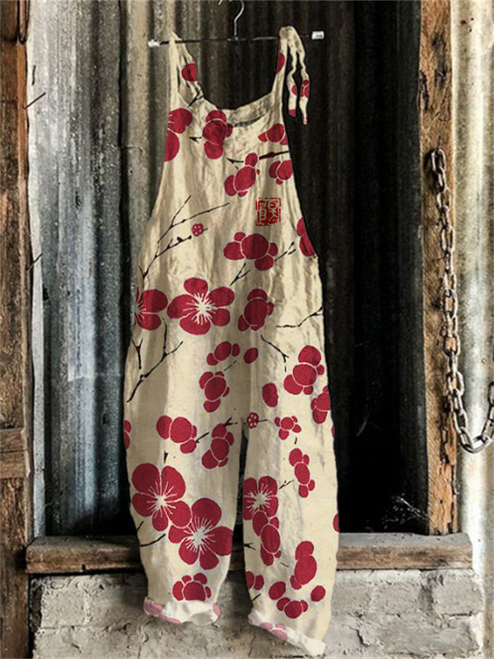 Cherry Blossom Japanese Lino Art Jumpsuit
