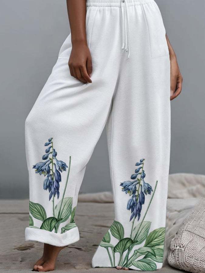 Women's Fresh And Simple Plant And Flower Print Loose Casual Pants