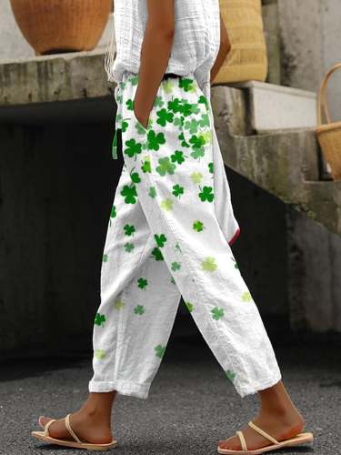 Women's Shamrock St. Patrick's Day Print Casual Pants