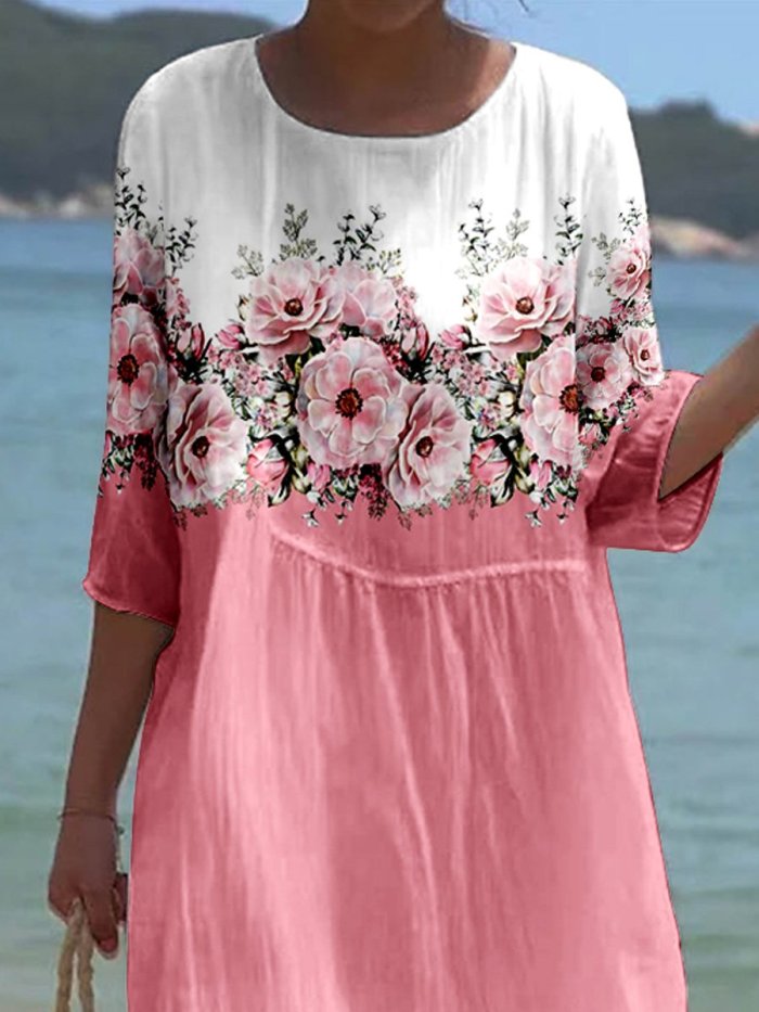 Women's Floral Art Seaside Resort Comfort Dress