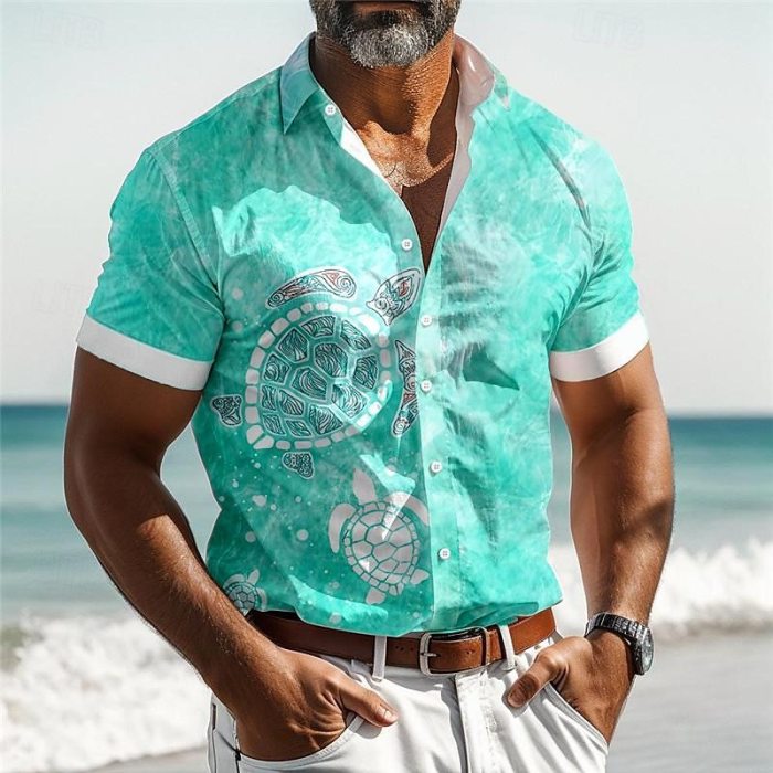 Sea Turtle Marine Life Men's Resort Hawaiian 3D Printed Shirt