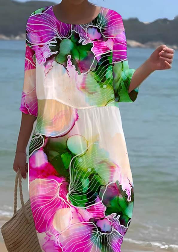 Women's Color Splash Art Pattern Seaside Vacation Dress