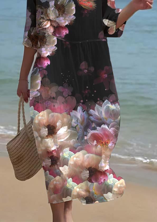Women's Elegant Floral Print Pattern Dress