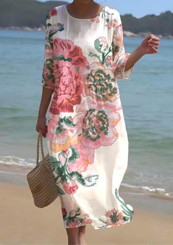 Women's Irregular Floral Pattern Resort Style Dress