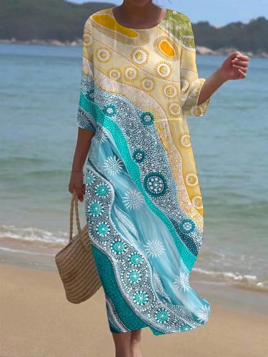 Women's Bohemian Print Seaside Resort Dress