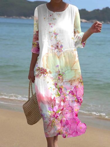 Women's Art Splash Print Seaside Resort Dress