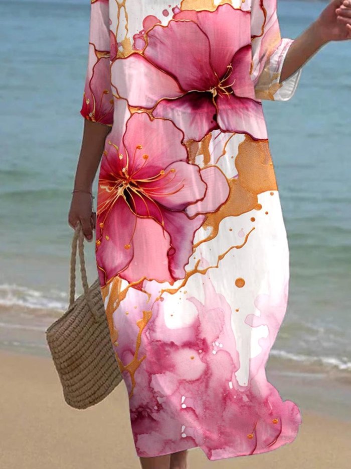 Women's Floral Print Seaside Resort Dress