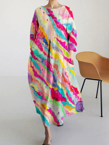 Women's Casual Color Art  Print Dress