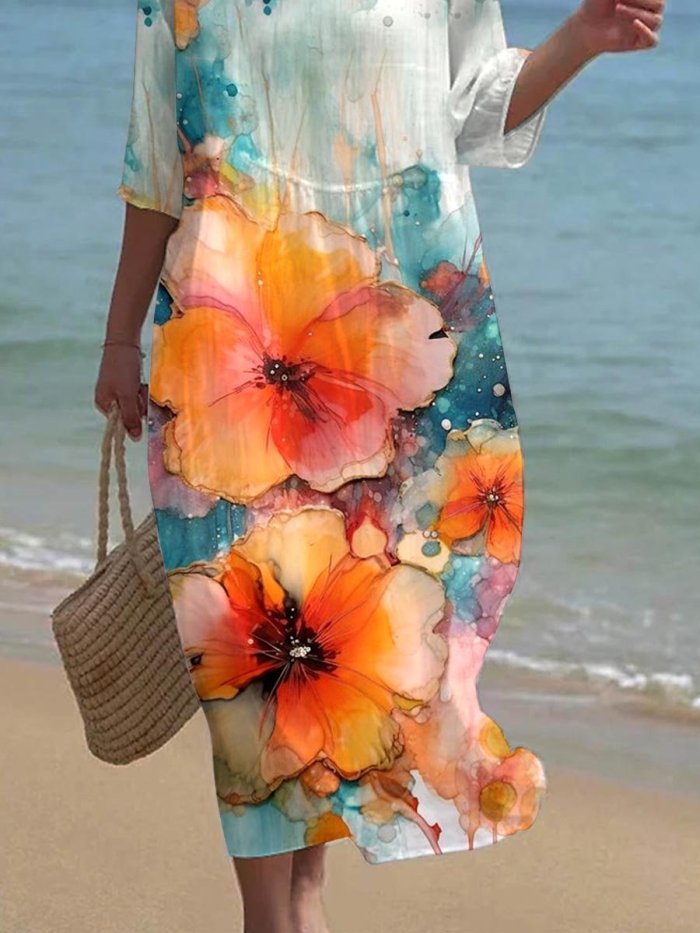 Women's Floral Print Seaside Resort Dress