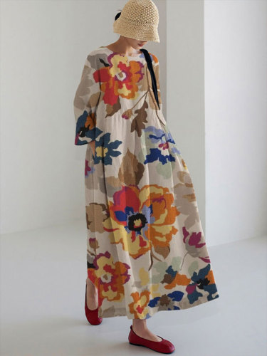 Women's Casual Vintage Followers  Print Dress