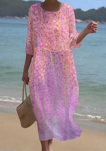 Women's Floral Art Pattern Seaside Resort Dress