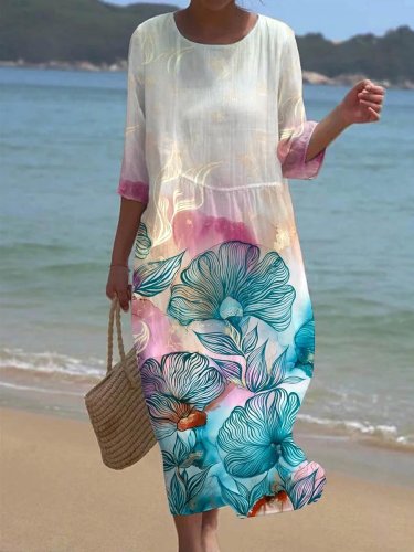 Women's Floral Print Seaside Resort Dress