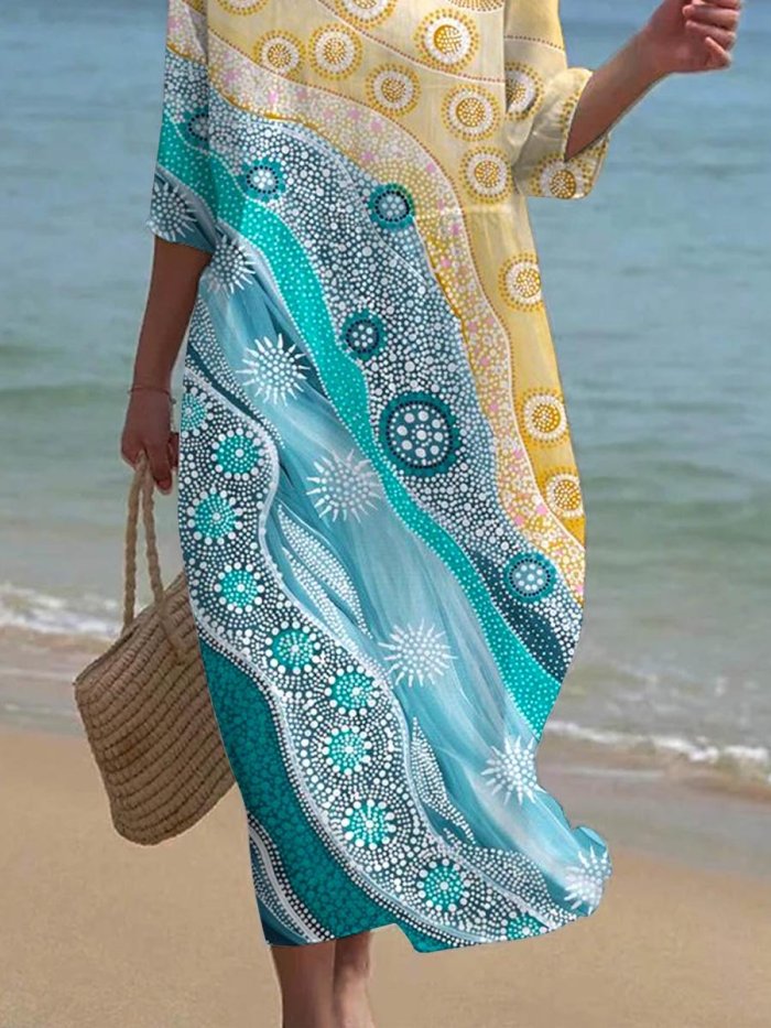 Women's Bohemian Print Seaside Resort Dress