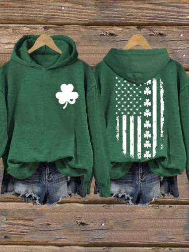 Women's St. Patrick's Day Flag Shamrock Hooded Sweatshirt