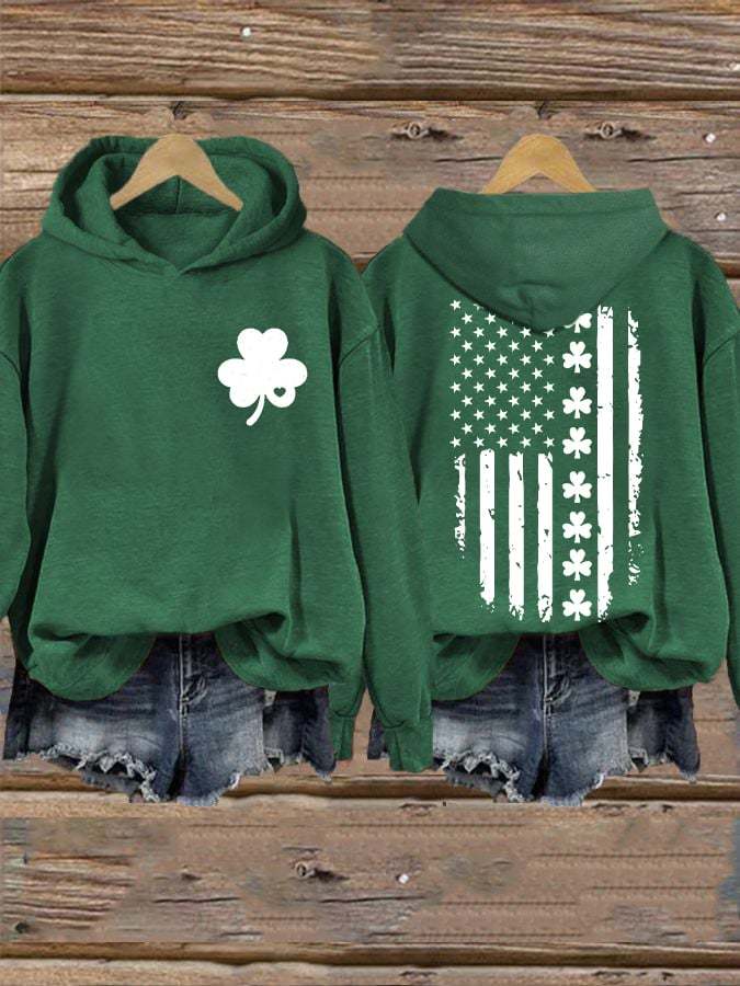 Women's St. Patrick's Day Flag Shamrock Hooded Sweatshirt