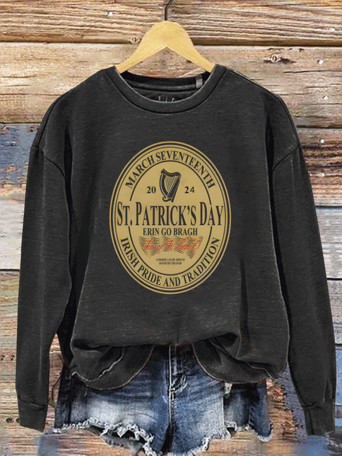 St. Patrick's Day Oval label Art Design Print Casual Sweatshirt