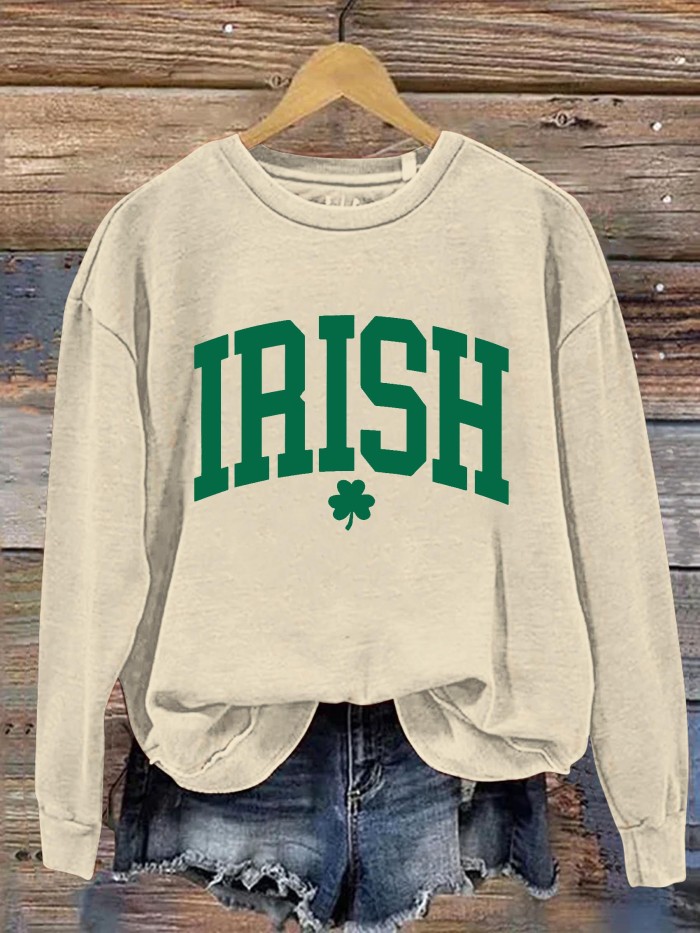 St Patrick's Day Irish Lucky Clover Art Design Print Casual Sweatshirt