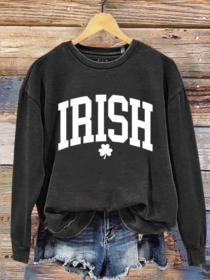 St Patrick's Day Irish Lucky Clover Art Design Print Casual Sweatshirt