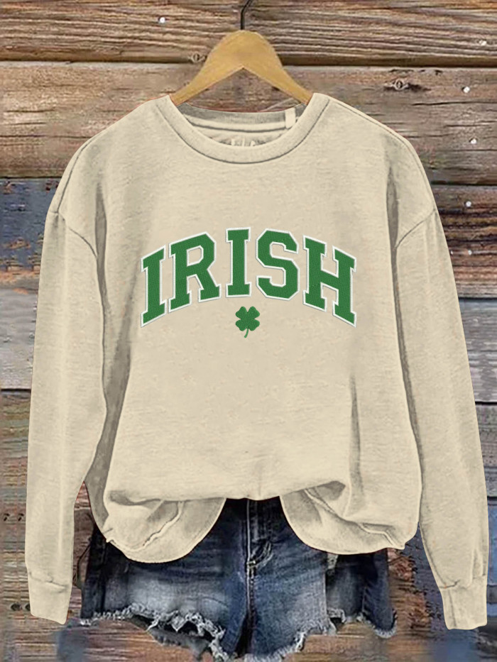 St. Patrick's Day Shamrock Four Leaf Clover Irish Art Design Print Casual Sweatshirt
