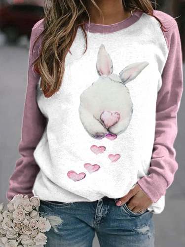 Women's Fun Bunny Butt Love Print Sweatshirt