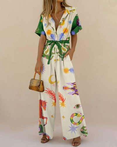 Abstract Art Print Lounge Jumpsuit