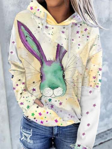 Women's Easter Bunny Print Hoodie
