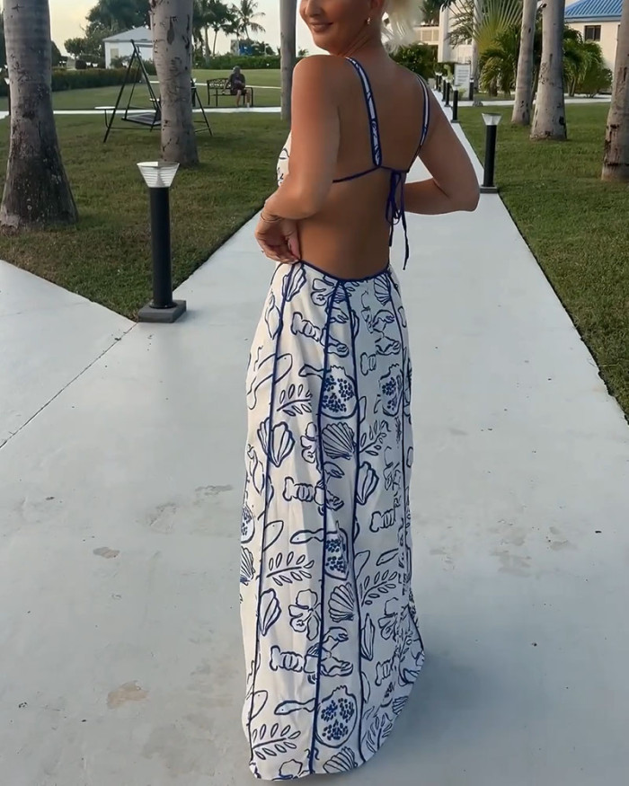 Chic strappy backless resort dress