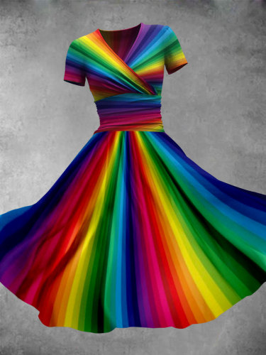 Women's Rainbow Color Art Maxi Dress